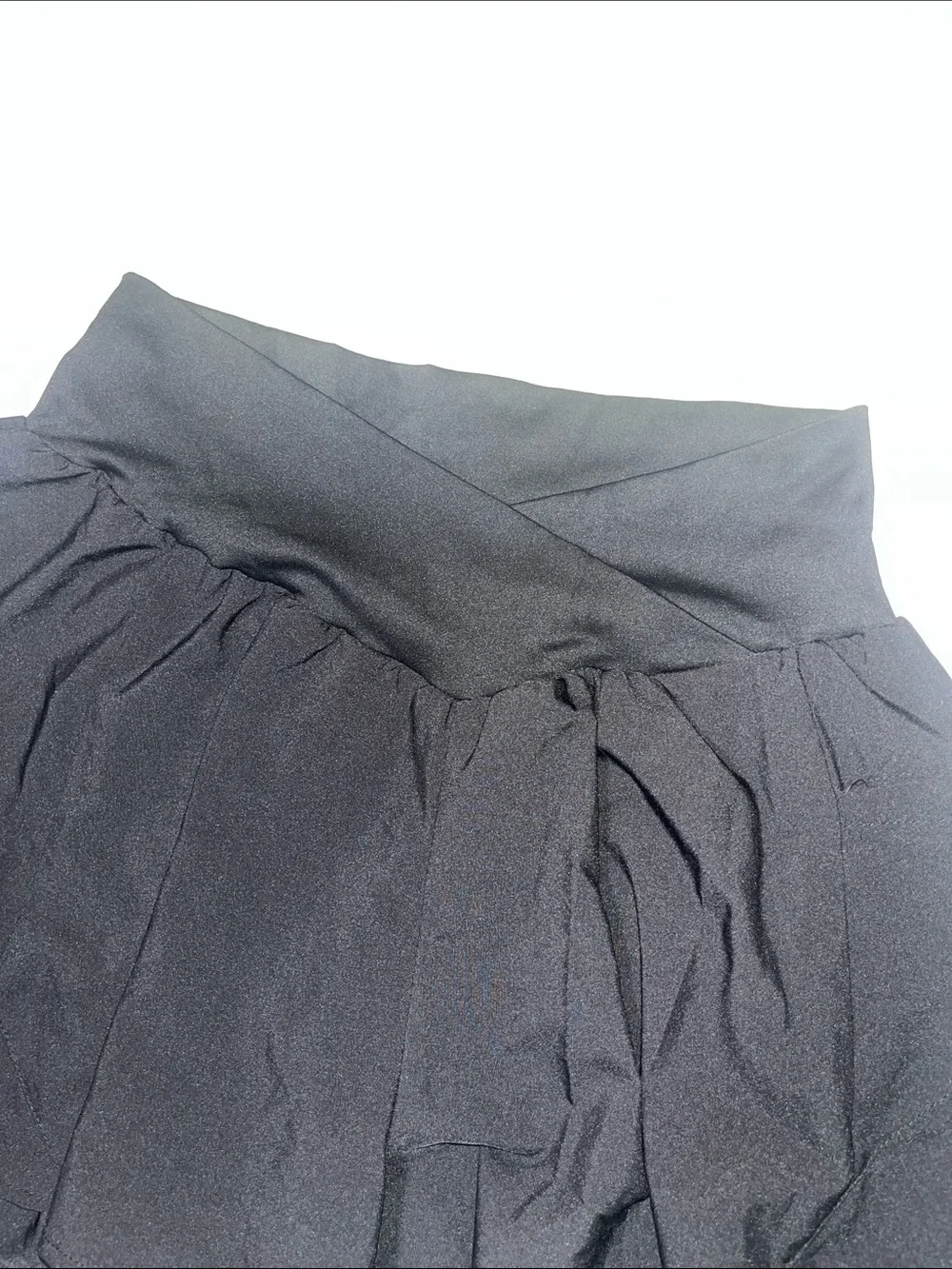 Blooming Jelly Women’s Black Athletic Shorts with Flowy Tiered Overlay (Large)